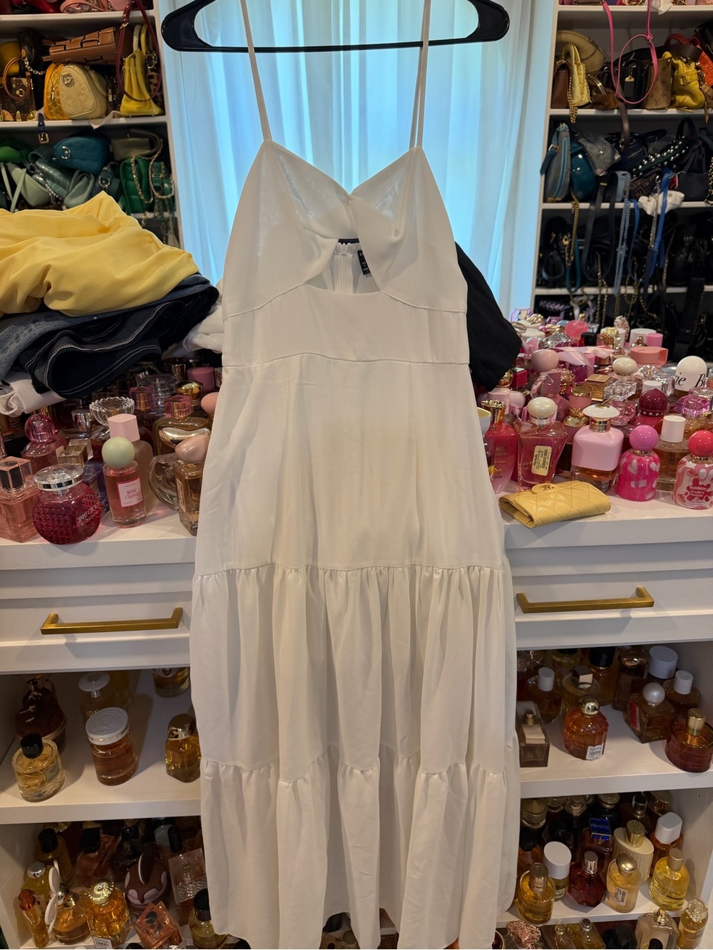 SHEIN White Spaghetti-Strap Tiered Maxi Dress